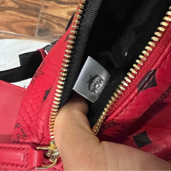 MCM Visetos Belt Bag Candy Red Like New - Picture 6 of 9